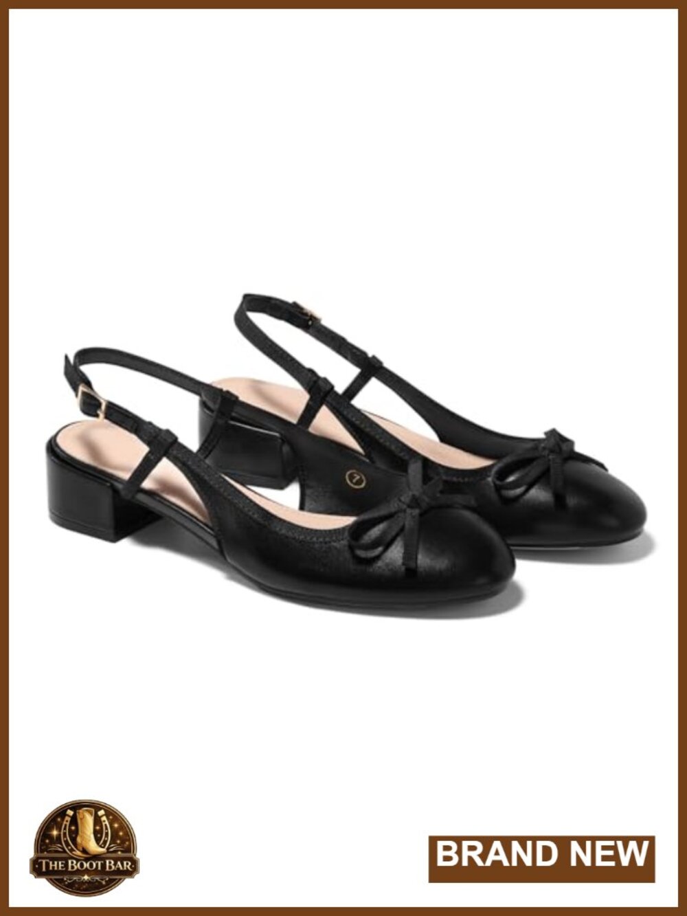 Womens Chunky Low Heel Slingback Ballet Bow Pumps Closed Toe Dress Shoes